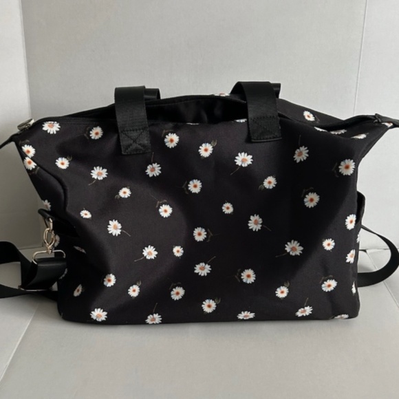 New Alice + Olivia Black Daisy Print Duffle Weekender Bag Tote by Stacey Bendet - Picture 2 of 9